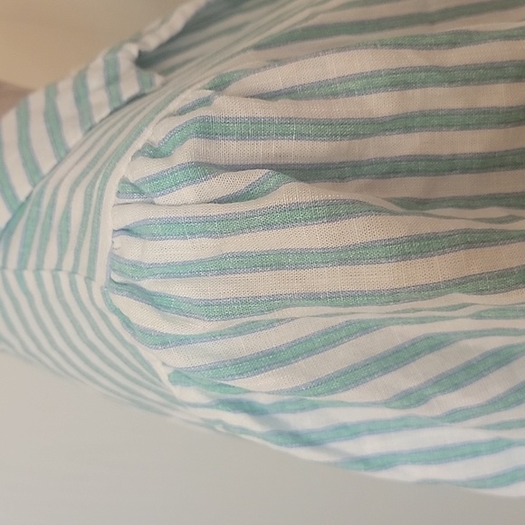Draper James Green, Blue, White Striped Linen Button Down Front Bodysuit Size L - Picture 4 of 9